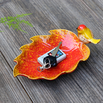 Creative ceramic bird leaf ceramic fruit plate Snack plate Key plate Mobile phone plate Dried fruit soap plate ornaments