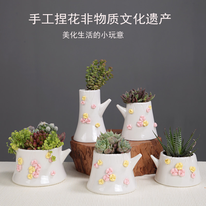 Uxuan Multi Meat Flower Pots Handmade Pinching Little Fresh ceramic flower pot branches Brief about Eurohan Wind office Home Swaying Accessories