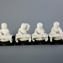 Dehua white porcelain Qin chess calligraphy and painting small monk Home decoration ornaments Office car own gifts two appropriate