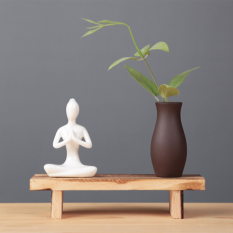 Ceramic yoga figures small flower ware glass hydroponic flower inserts modern simple home living room decorations