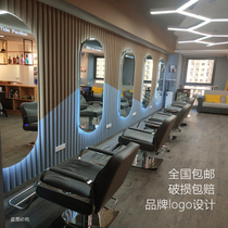 Net red hairdressing mirror table tide shop barber shop mirror European simple touch LED light mirror hair salon with light wall-mounted