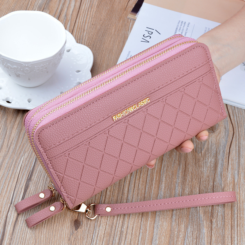 Women's Wallet with Large Capacity, Double Zipper Clutch, Multifunctional Handbag, Coin Purse, Phone Bag, Stylish Quilted Design
