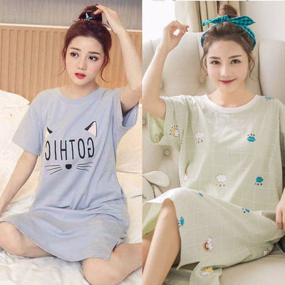 7女士睡裙夏季可爱短袖春秋可外穿薄款睡衣家居服