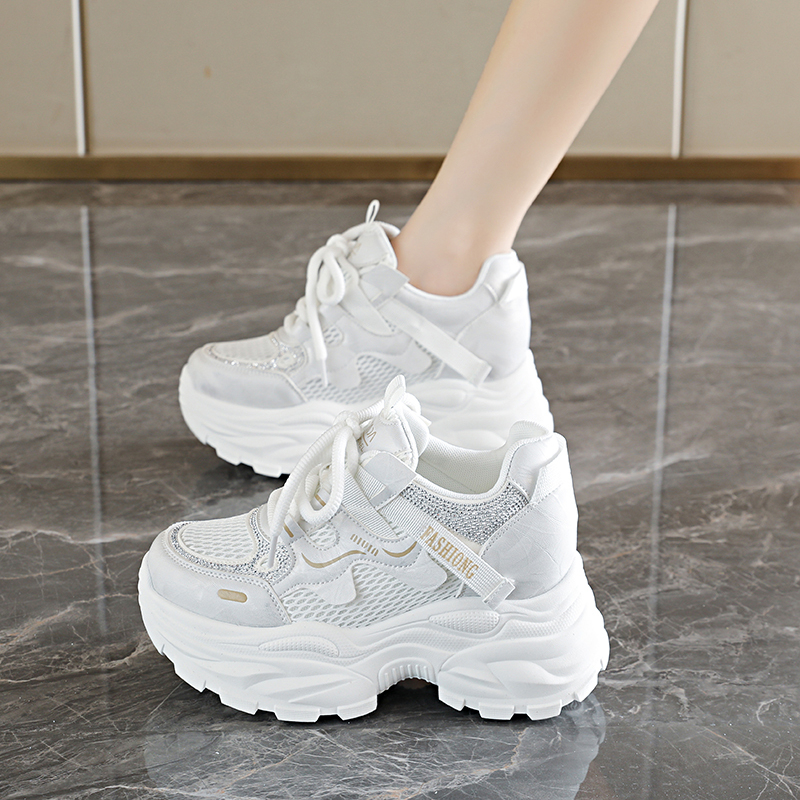 Women's Height-Increasing Shoes with Mesh Lining, 2026 Summer New Model, Breathable Mesh Dad Shoes with Rhinestones, Versatile Casual Sports Trendy Shoes Women's Height-Increasing Shoes with Mesh Lining, 2026 Summer New Model, Breathable Mesh Dad Shoes with Rhinestones, Versatile Casual Sports Trendy Shoes