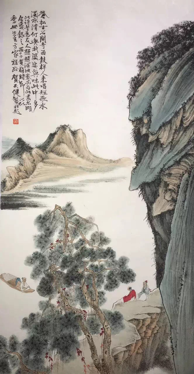 He Tianjian landscape painting famous handwritten old painting antique calligraphy and painting authentic collection celebrity calligraphy and painting bag old hot sale