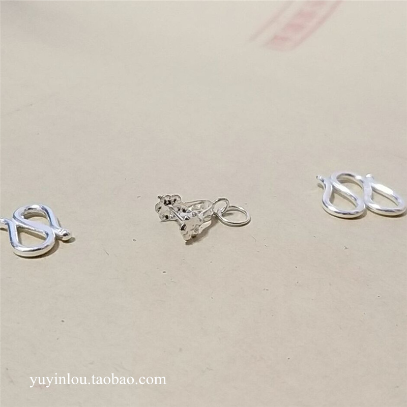 Pure silver jade buckle melon button M buckle S buckle necklace small accessory Leather Strap Head Diy