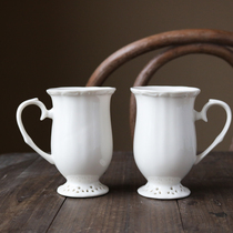 W1962 export European ceramic simple elegant white lace hollow base goblet coffee cup tea cup