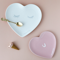  W1962 New Starbucks Tanabata Valentines Day love you Love you white pink love dessert plate heart-shaped plate