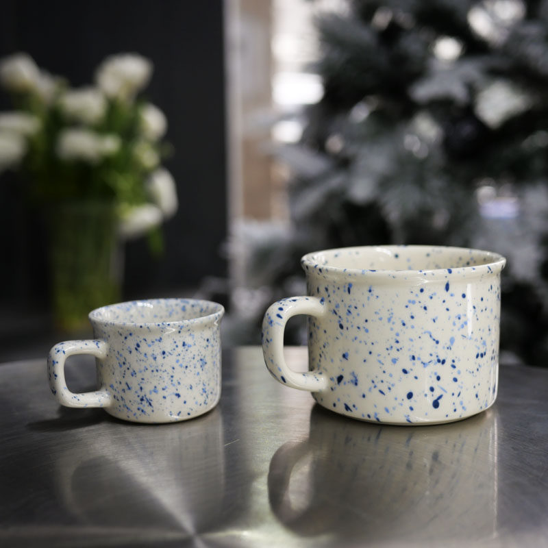 W1962 Nordic style texture blue ink dot retro style simple mug ins wind coffee cup Japanese style cup