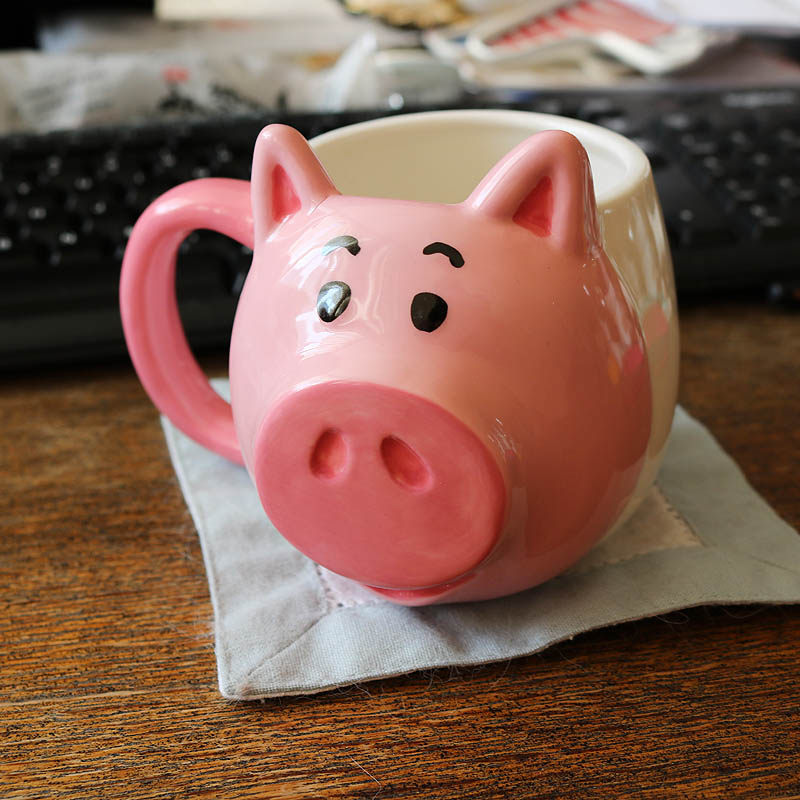 W1962 Export Japan Toy Story Pink Pig Stereo Ceramic Piglet Mug Piglet Face Cup