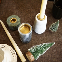 W1962 India imported Nordic style white black green marble metal candlestick candle holder