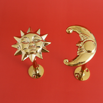  W1962 French old goods replica version brass sun Moon goddess light luxury pure copper bedroom curtain hook wall hook