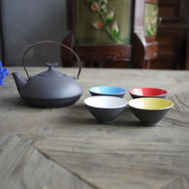  W1962 Exported to France ceramic cement color multicolored teapot teacup set Model room pendulum decorative tea set set