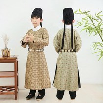 Childrens Hanfu Boys champion robe ancient costume spring and autumn Chinese style Tang suit round neck robe ancient style performance photo neutral