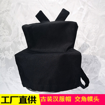 Song system Corner Cross-winged black gauze hat Song round collar costume Hanfu hat hat elegant head towel hat