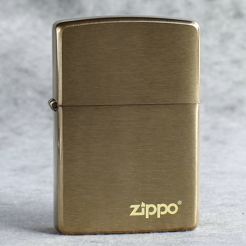 Zippo zippo American specification original kerosene lighter pure copper brushed brass primary color trademark logo