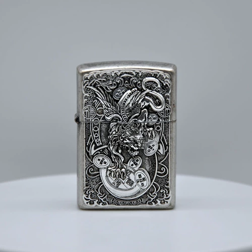 Zorro Pure Brass Shell Kerosene Liner древний серебряный накол антикварный цельный рельеф Pixiu