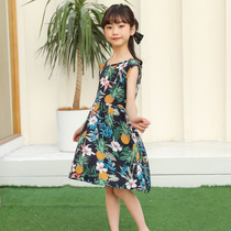 Children and girls artificial cotton silk nightgown summer little girl cotton dress baby big child thin home clothes