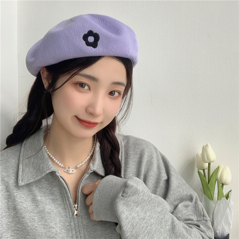 Candy Keen beret women's 2022 autumn and winter new Japanese style sweet hollow breathable retro painter hat