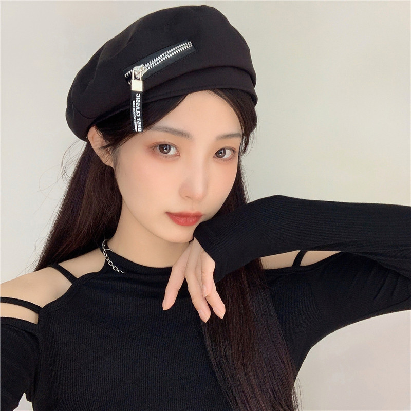 Candy Keen beret women's 2022 autumn and winter new summer thin section versatile retro black painter's hat