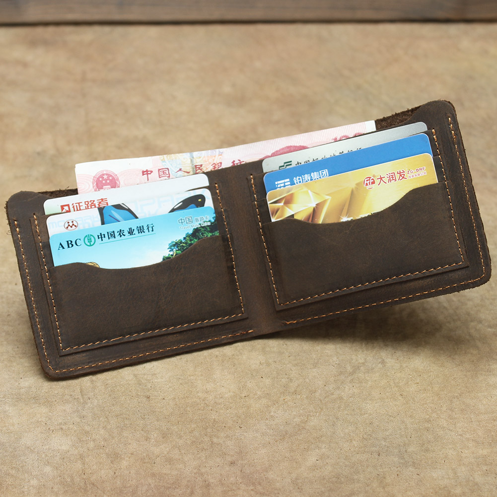 Giải phóng mặt bằng đặc biệt crazy leather leather handmade ví đơn giản túi micro-man retro ví da bò nam ví tiền nam