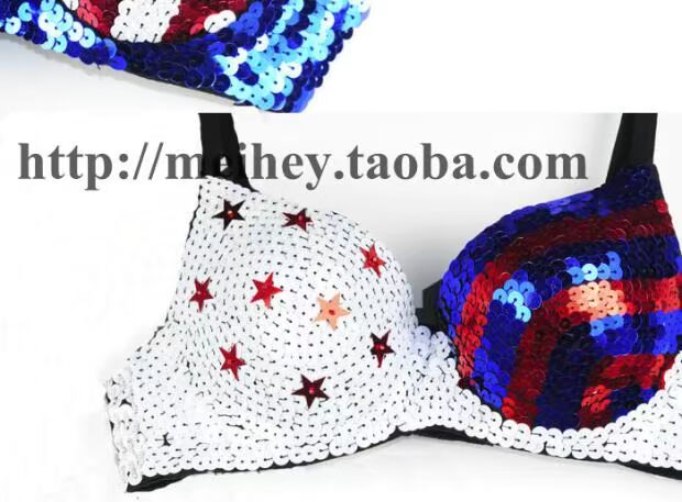 Đặc biệt cung cấp cờ mới châu Âu và Mỹ cờ bikini bikini trang phục sân khấu hộp đêm jazz cổ áo khiêu vũ sequin bra áo lót nữ