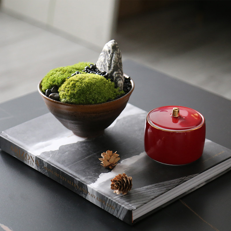 New Chinese emulated floral art fake book storage tank tea table combination suit swinging piece living-room table-like room adornment