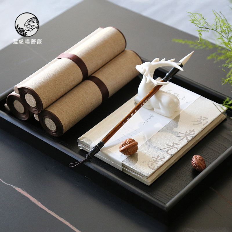 New Chinese Scrolls Book Rolls Fake Book Trays Pendulum table Book Room-style Rooms Zen tea room Calligraphy Decorations-Taobao