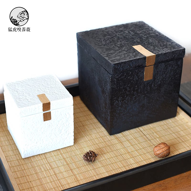 New Chinese light luxury resin decoration box advanced storage box decoration living room desktop bookcase model room soft decoration