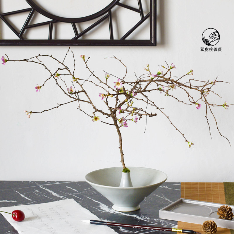 New Chinese Zen Imago Silent Wind Emulation Floral Ceramic Vase Flower Arrangement Swing-like Dining Room Hotel Adornment