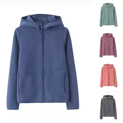 2021 autumn winter women fleece zipper hooded jacket jacket jacket jacket slim slim slim sweater solid color large size top-Female