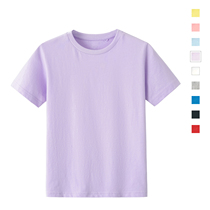 Child short sleeve T-shirt male pure cotton boy girl short sleeve round collar half sleeve bottom shirt baby pure color short sleeve