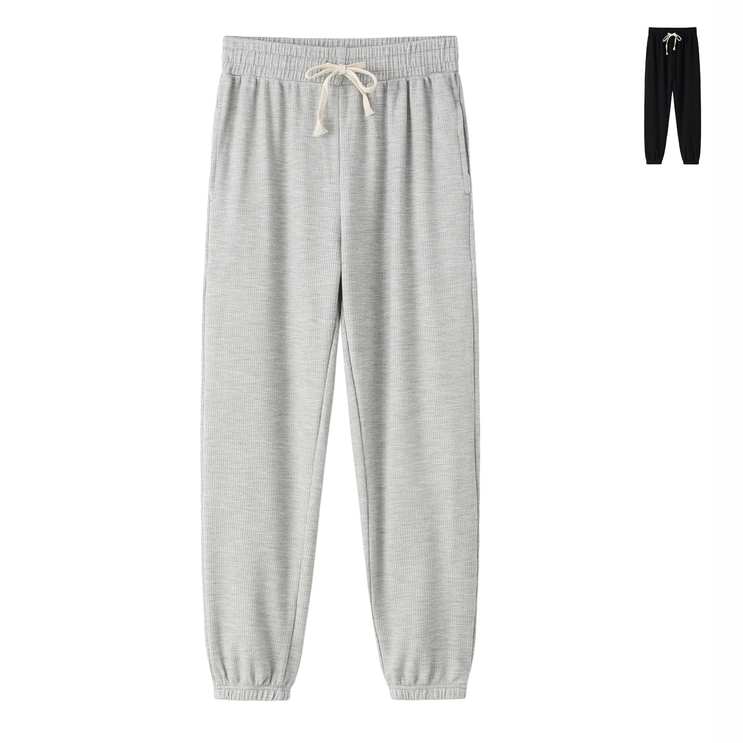 Spring Autumn Season Waffaw Grey Sports Pants Women Loose Bunches Pants High Waist Little Sub Straight Barrel Casual Kharenwear Pants