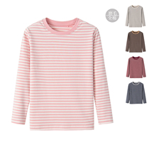 Boy Clothing Boy Girl Striped Round Collar T-shirt (Long Sleeves) Grindled 2022 New Blouses Polo Polo Ground