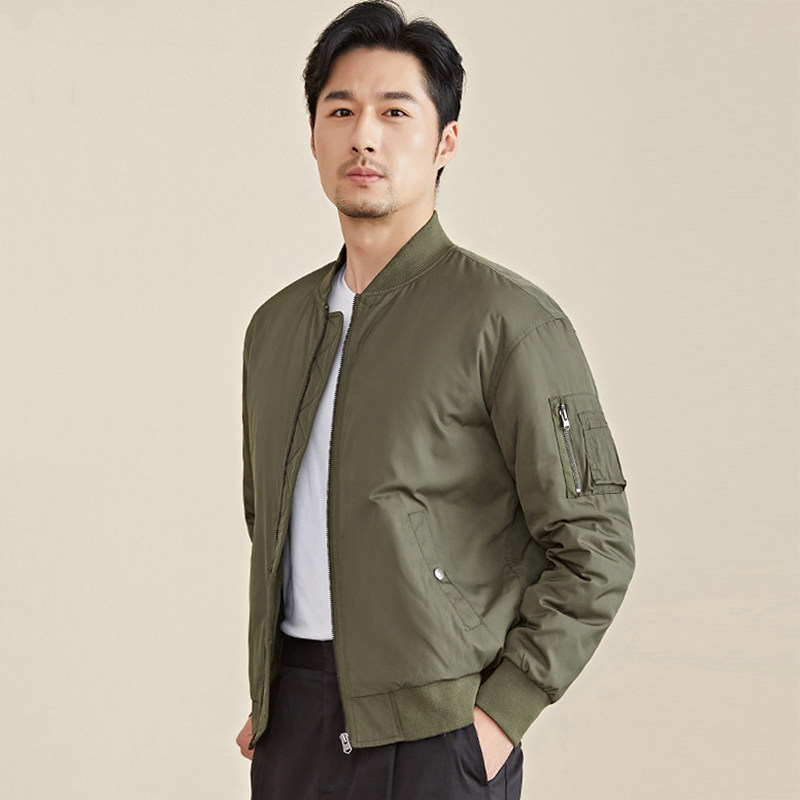 Winter down clothes Men's short flight jacket Light and thin handsome Baseball Uniform Functional Wind Jacket Casual Jacket Pure Color