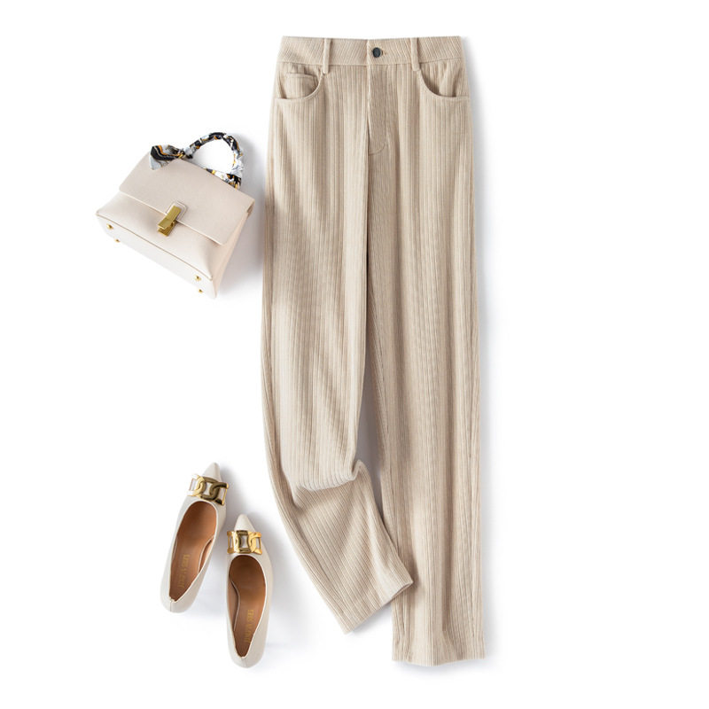 Suit pants women's loose straight 2022 spring and autumn new Korean version high waist thin small casual nine-point harem pants