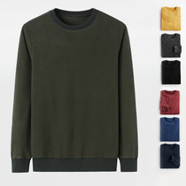 Mens catch suede cardiff plus suede jacket head warm jacket loose round neck sweatshirt pure color bifacial rocking grain suede sports casual