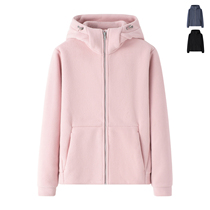 2022 autumn and winter womens rocking grain velvet zipped with a hat jacket jacket velvety coat thicken sweatshirt pure color cardiovert blouse