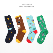 Cotton socks womens socks college style Korean version of Harajuku autumn and winter stockings color ins Tide brand Japanese Street