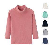 2021 Winter fleece T-shirt Childrens velvet thickened warm solid color turtleneck top baby base shirt
