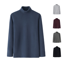 20 years of fleece mid-high neck long-sleeved T-shirt double velvet base shirt mens warm clothes fleece large size mens clothing