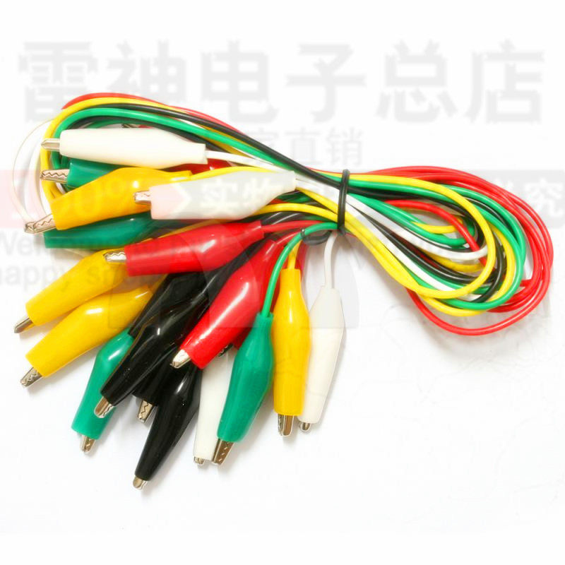 Double Head Crocodile Clip Wire Banana Plug Turn Crocodile Clip Wire Power Test Lead Connection Thread Color 2 Line 4 clips