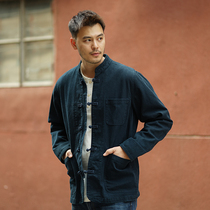 Vintameri retro coat Hardcore Tang Dress Chanwu Spirit Yeast Wash As Old Standout Collar Youth 3 Color Pan Button Jacket