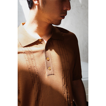VINTAMERI RETRO-STYLE CYNICS Knitted Polo Shirt Soft Glutinous Ice and cool and upturned for short sleeves