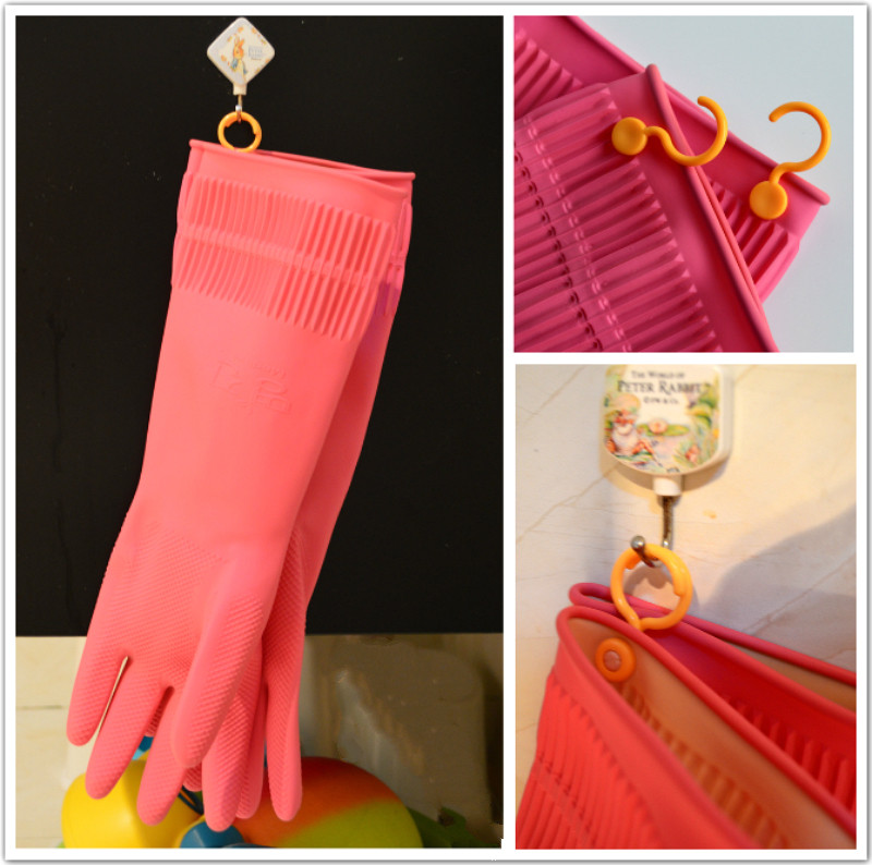 Good reputation Korean brand lengthened and thickened housework cleaning gloves with hook, no smell