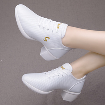 Autumn Winter New Dance Shoes Women Adults Square Dance Womens Shoes Genuine Leather Breathable with White Water Soldiers Dancing Shoes