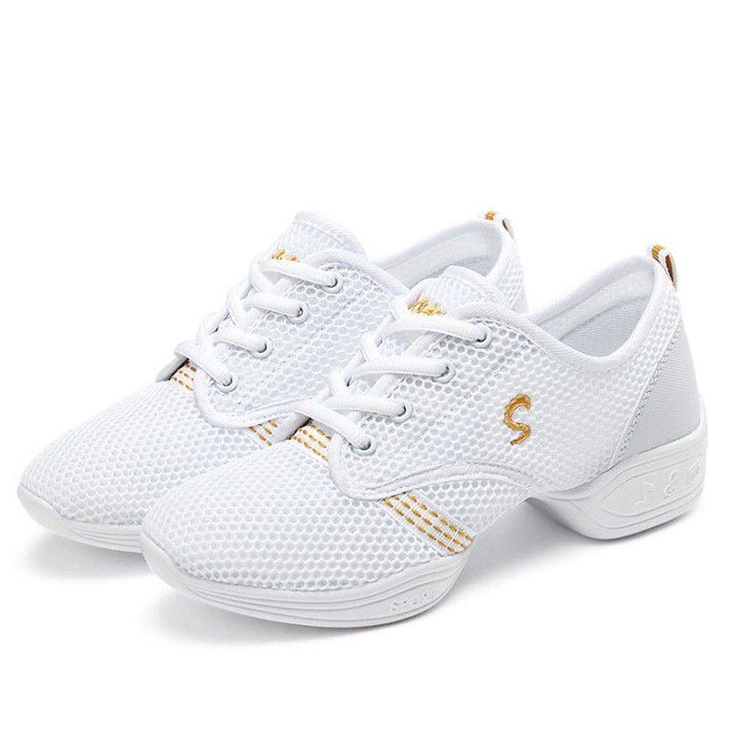 Spring Summer New Square Dance Parenting Dance Shoes Lady Dancing Shoes Net Face soft-bottom cheerleader Shoes Modern Dance