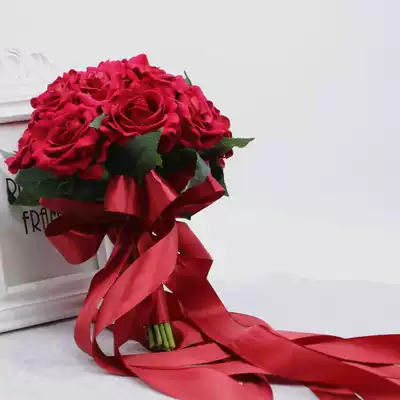 Simulation of bride bouquet Chinese style wedding photo bouquet wedding props simulation bouquet red rose bouquet