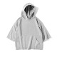 pureoversize summer ultra-thin hooded Japanese half-sleeved hoodie five-sleeve solid color simple versatile short-sleeved