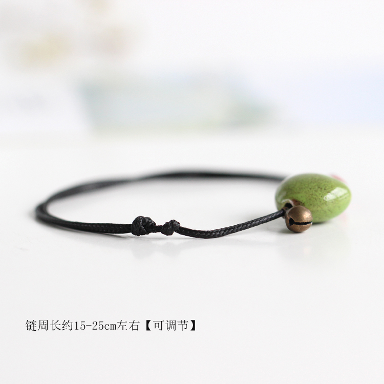 [Trái tim màu đào] đơn giản phổ biến handmade DIY gốm handmade vòng chân cô gái trang sức nhỏ bán trực tiếp 170 lắc chân nữ bạch kim